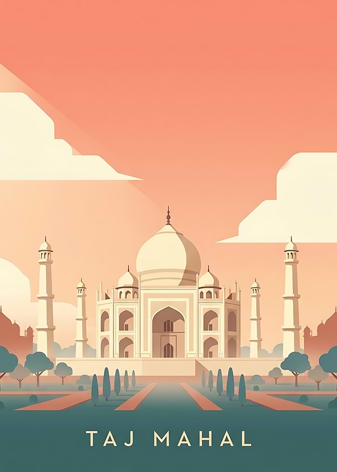 Minimalist Taj Mahal Travel Poster