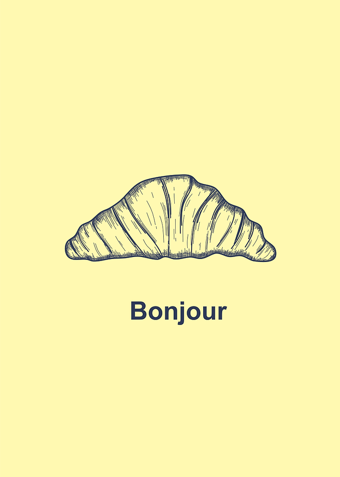 Bonjour Croissant Minimalist Illustration