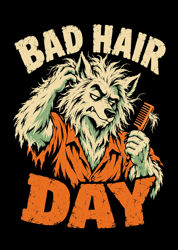 Bad Hair Day Werewolf Illustration