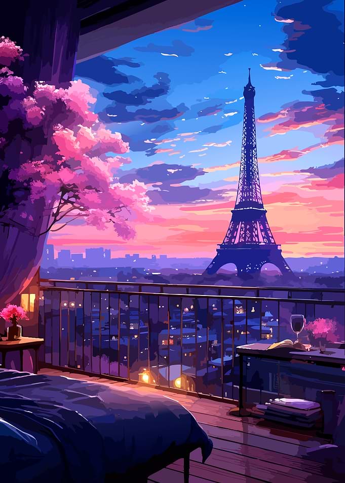 Eiffel Tower Sunset Balcony View