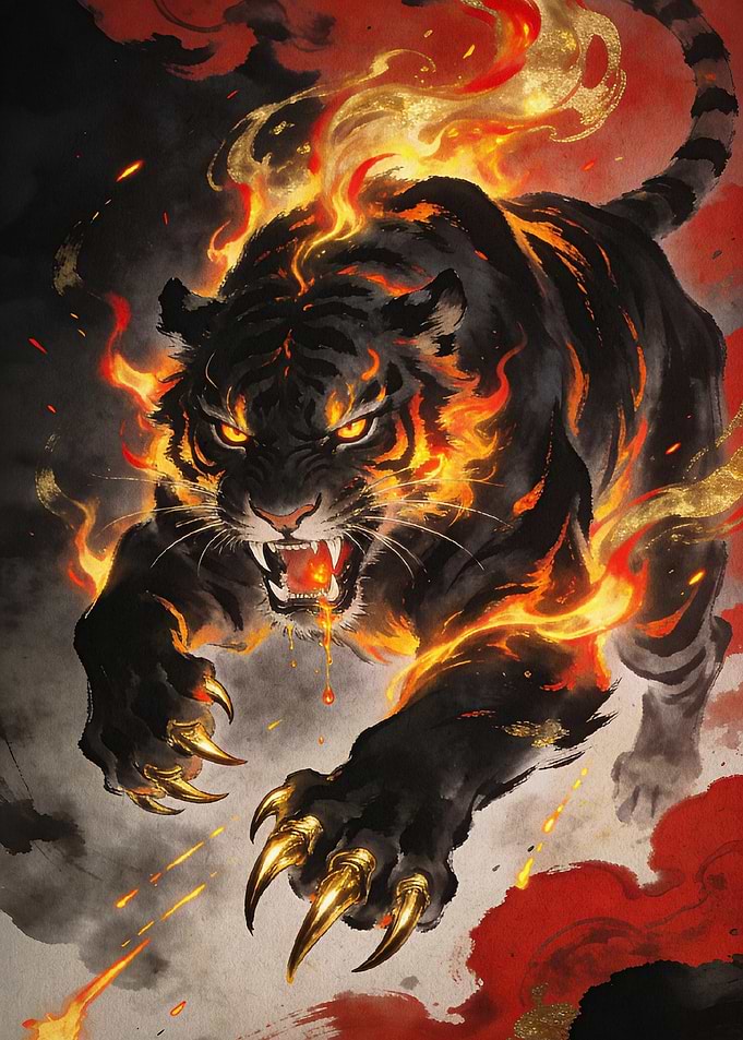 Fire Tiger Dark Fantasy Art