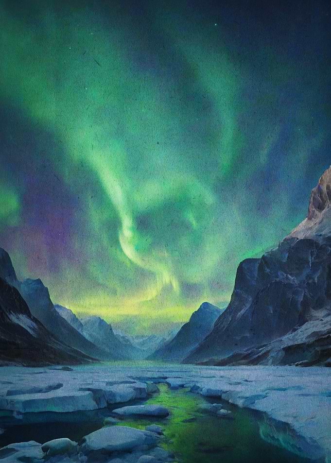 Aurora Borealis Mountain Night Post