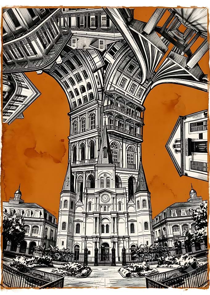Surreal St. Louis Cathedral Illustration