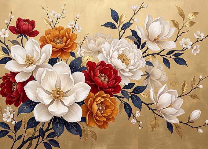 Elegant Floral Arrangement on Gold Background