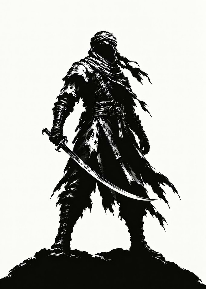 Arab Desert Warrior with Curved Sword