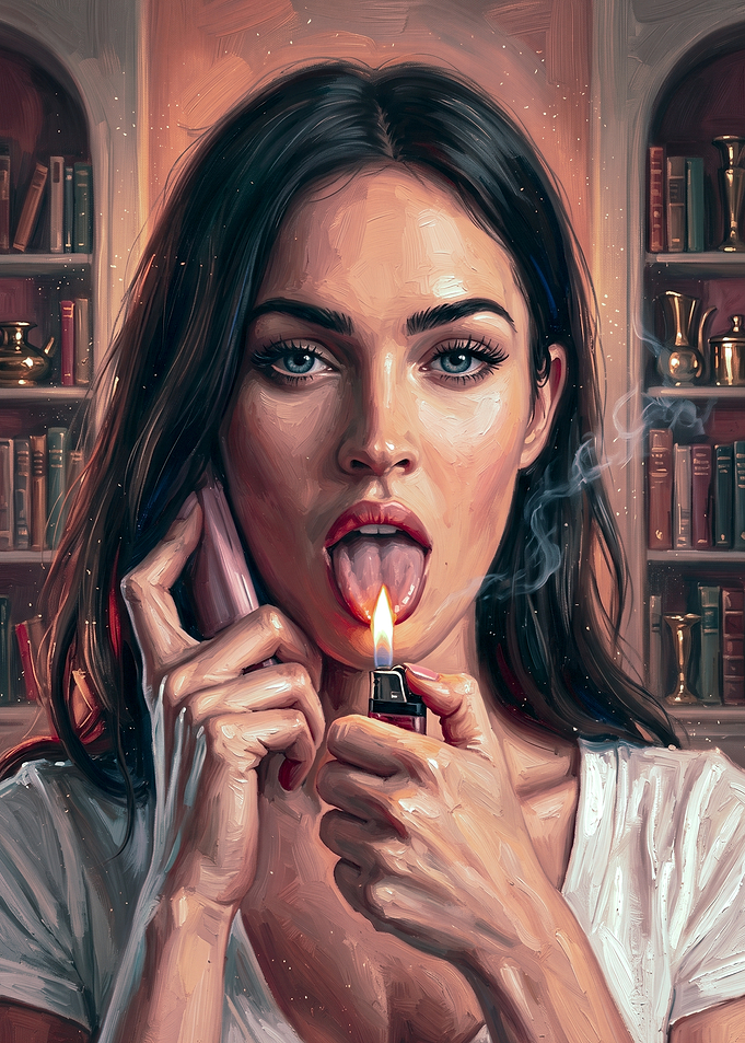 Megan Fox Portrait with Lighter