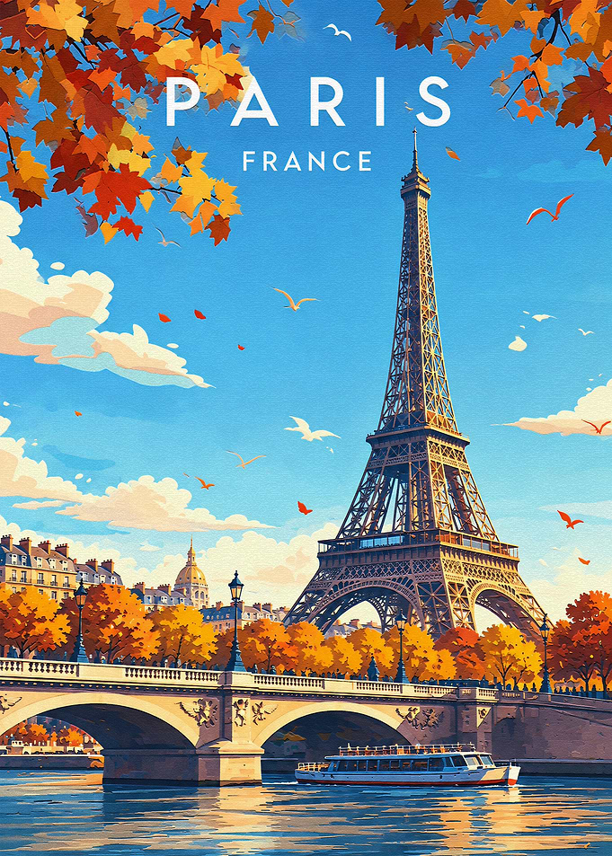 Autumn in Paris Travel Poster