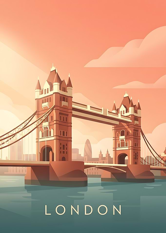 Minimalist Tower Bridge London Illustration