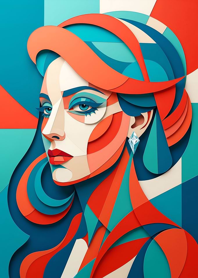 Abstract Geometric Portrait of a Woman