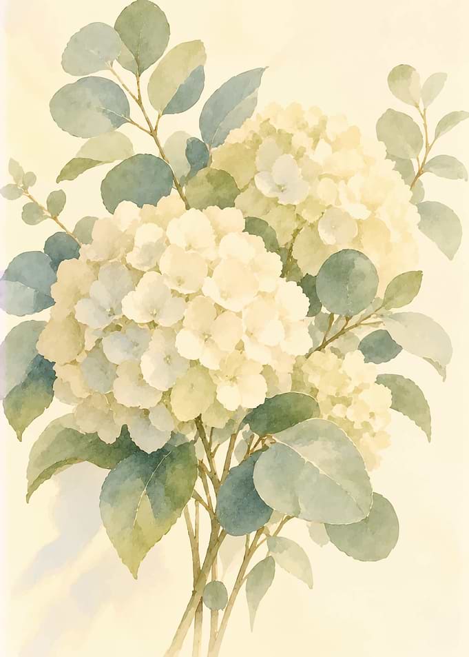 Soft Watercolor Hydrangea Bouquet