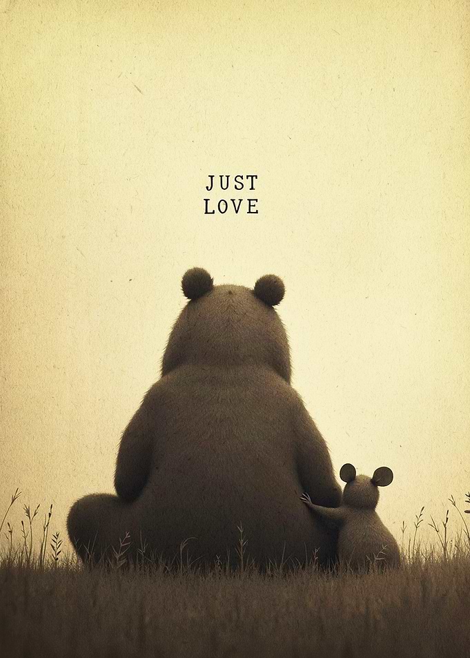Bear Mouse Friend Love Art Poster