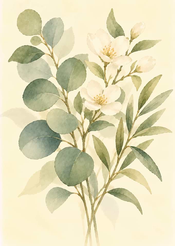 Soft Watercolor Botanical Floral Illustration