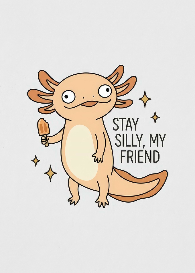 Cute Axolotl With Popsicle Illustration