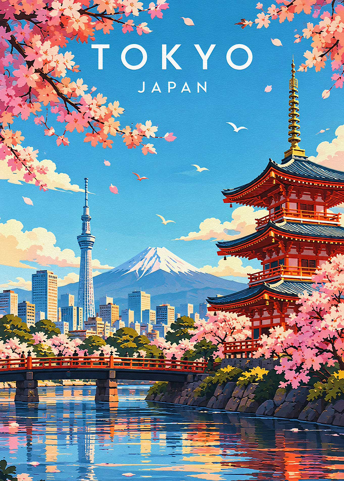 Tokyo Japan Travel Poster
