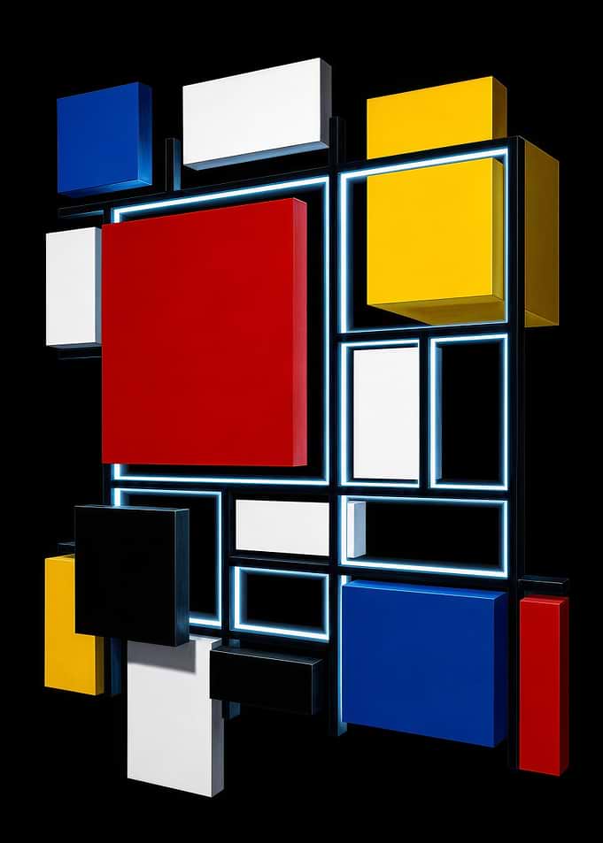 Mondrian Inspired Geometric Wall Sculpture