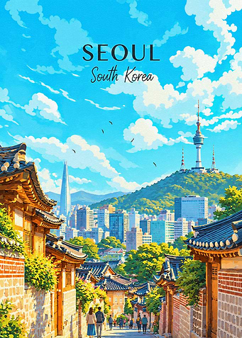 Seoul South Korea Travel Poster