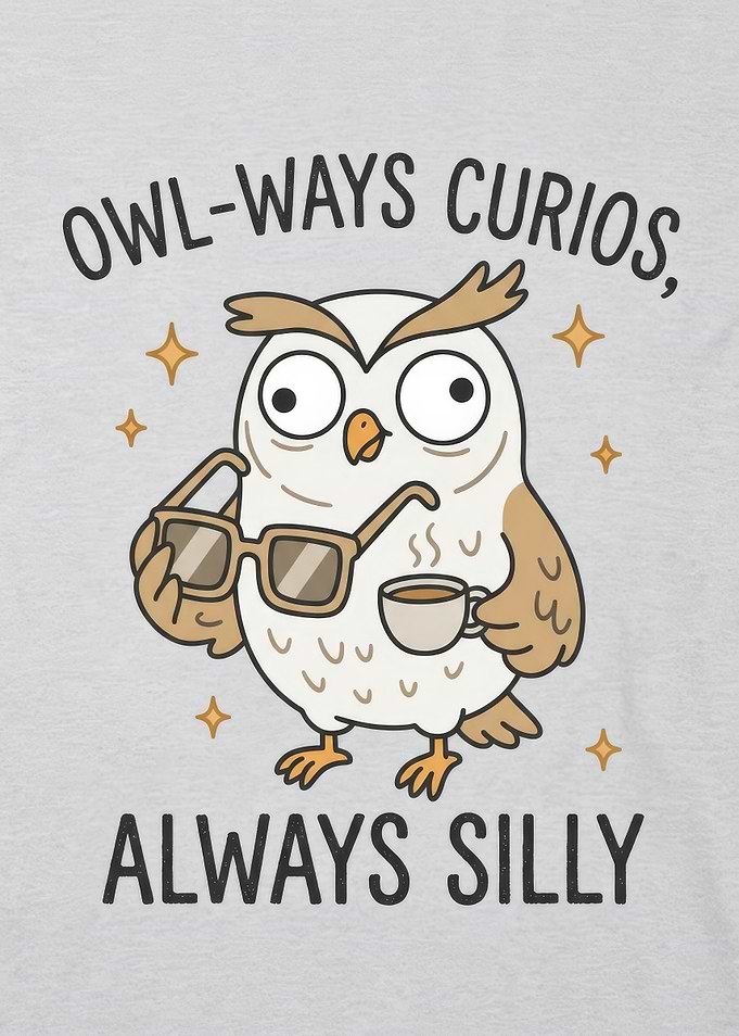 Funny Owl With Coffee and Glasses