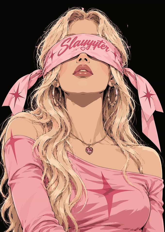 Slayyyter Pink Blindfold Portrait