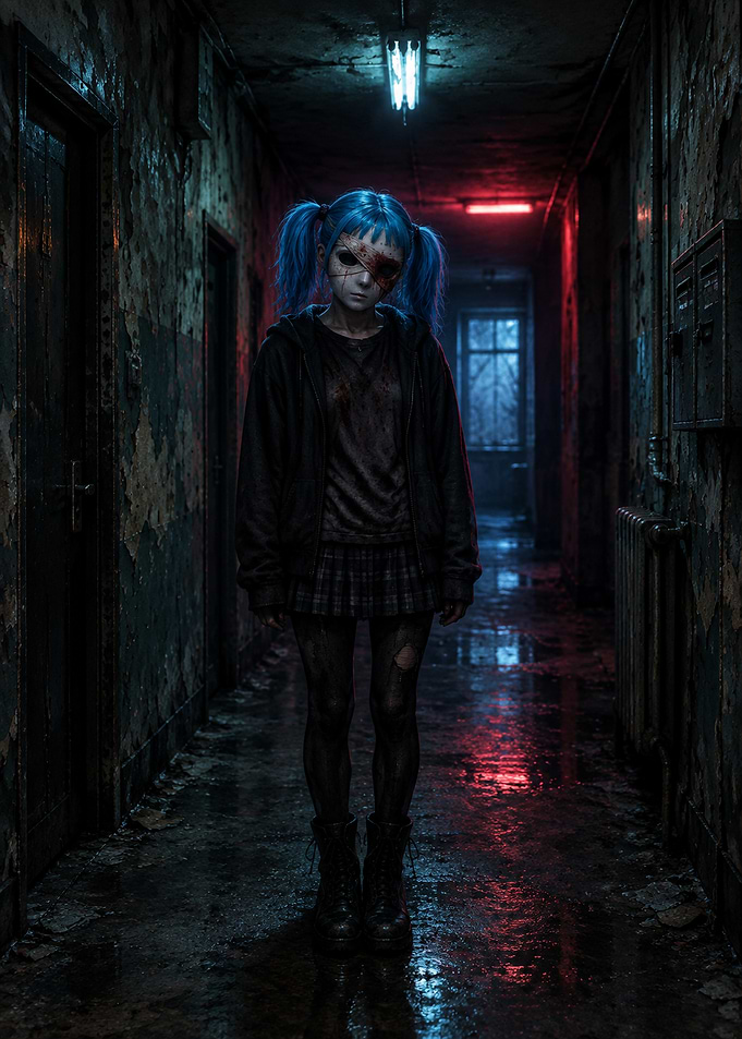 Sally Face in Dark Hallway