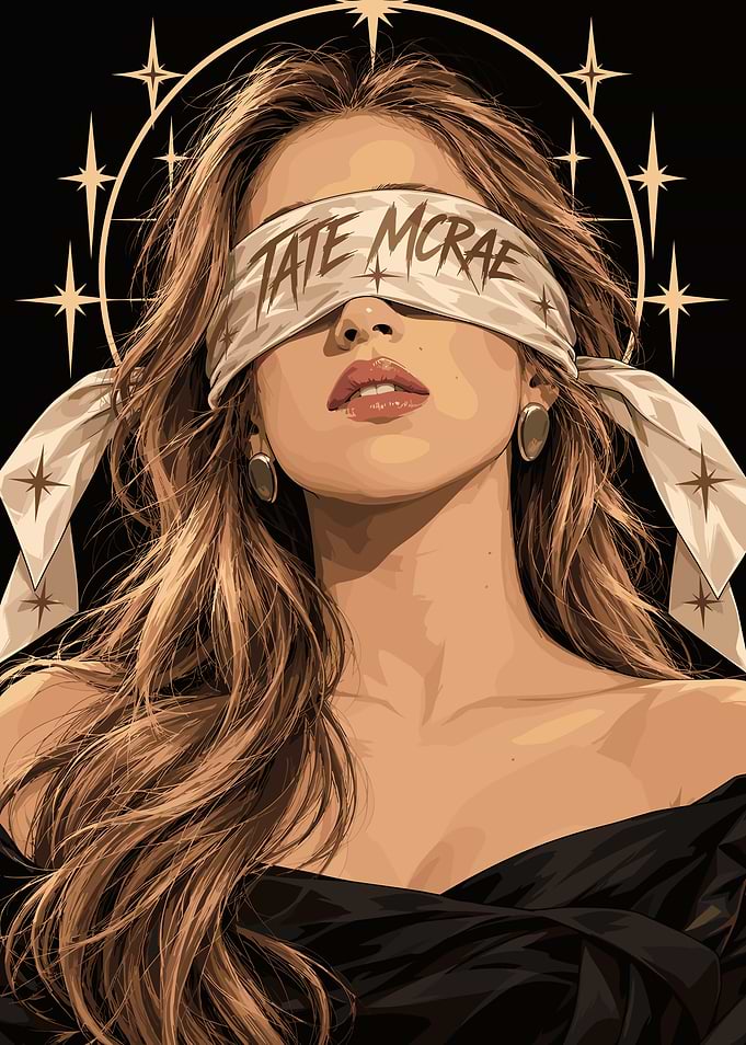 Tate McRae Blindfold Portrait Illustration