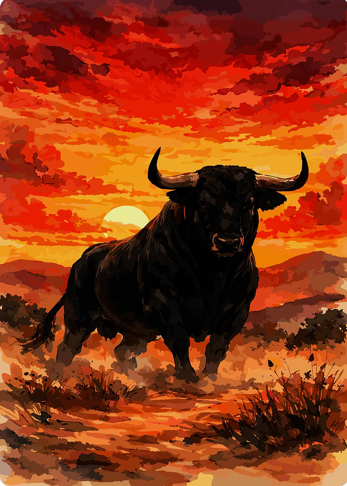 Majestic Bull at Sunset