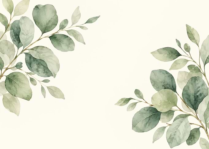 Watercolor Eucalyptus Leaf Border