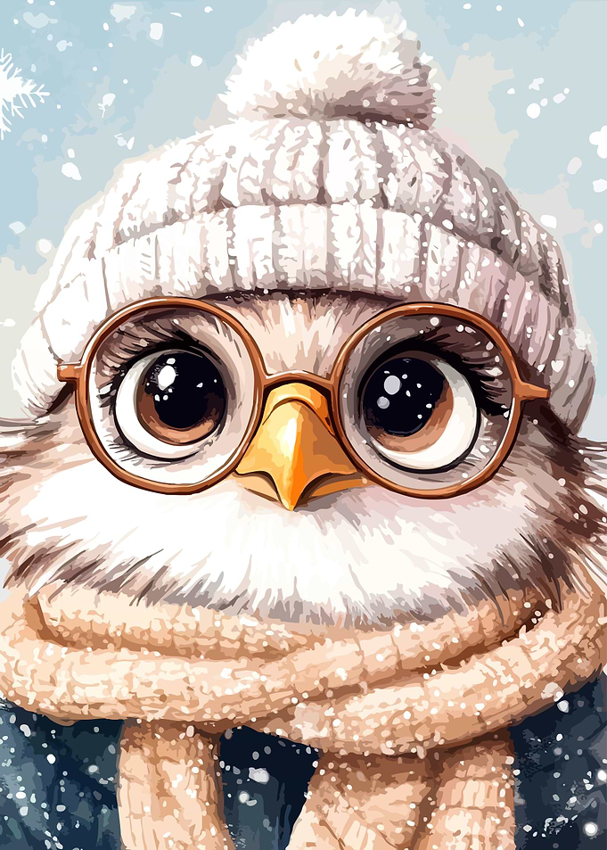 Cute Owl in Winter Gear