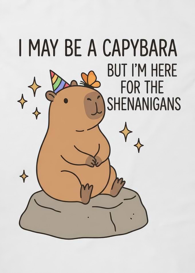 Cute Capybara Party Shenanigans Illustration