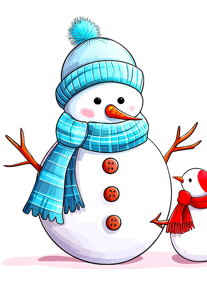 Cute Snowman Family Illustration