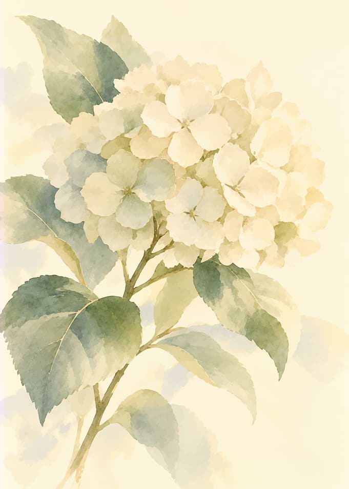 Soft Watercolor Hydrangea Floral Illustration