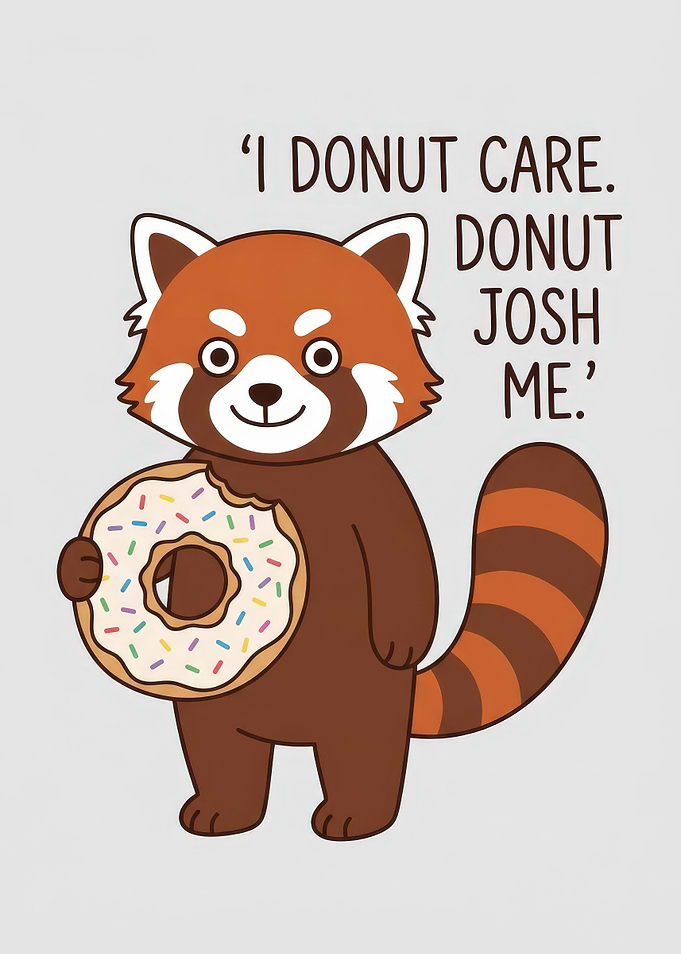 Cute Red Panda Eating a Donut