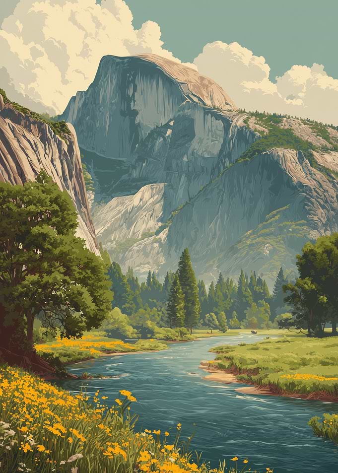 Half Dome Yosemite Valley Landscape