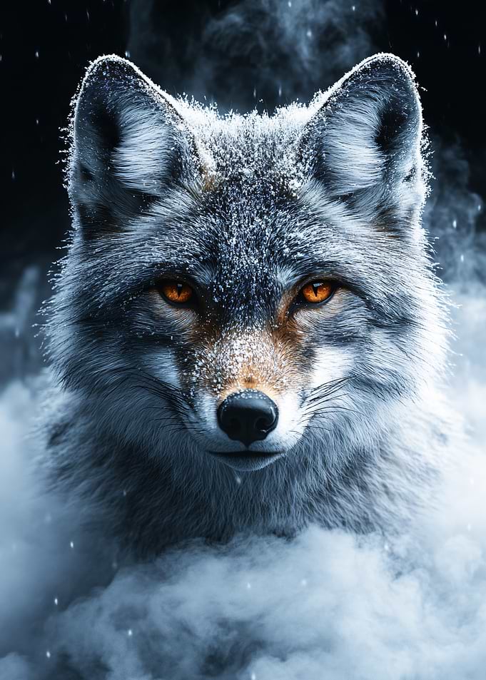 Intense Winter Wolf Portrait