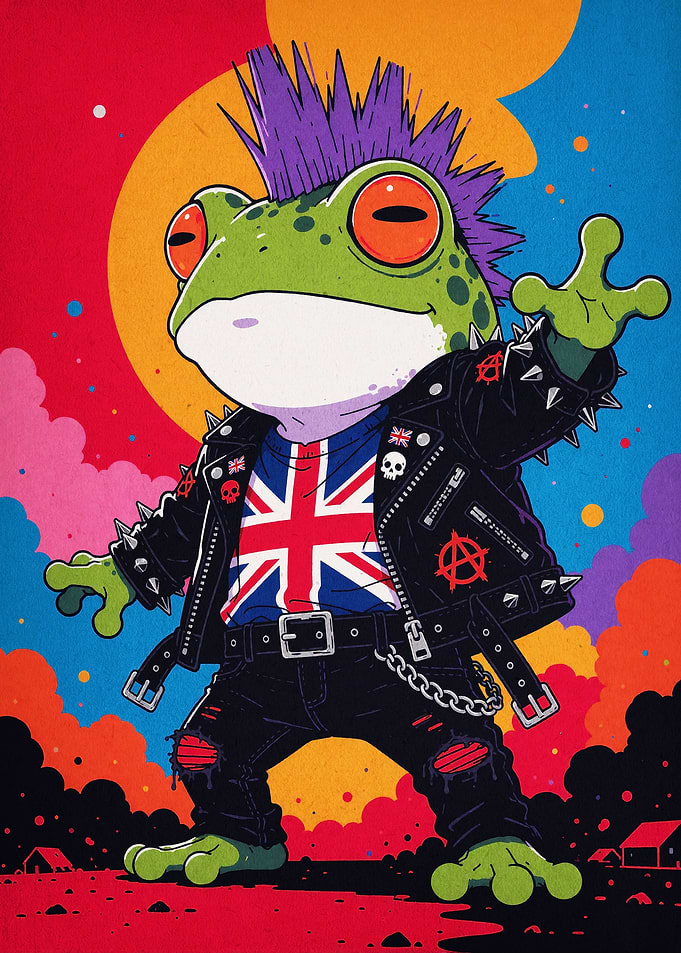 Punk Frog Retro Pop Art Poster