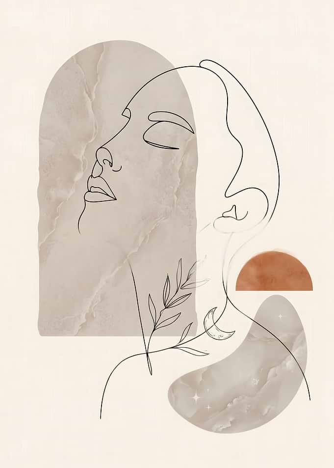 Minimalist Line Art Woman Portrait