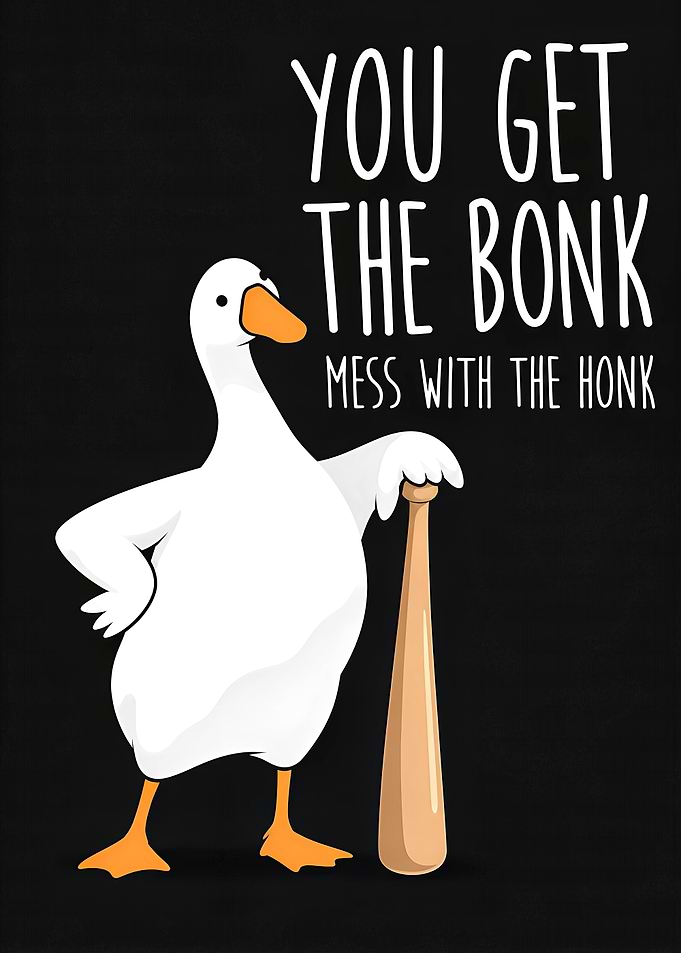 Funny Goose with Baseball Bat