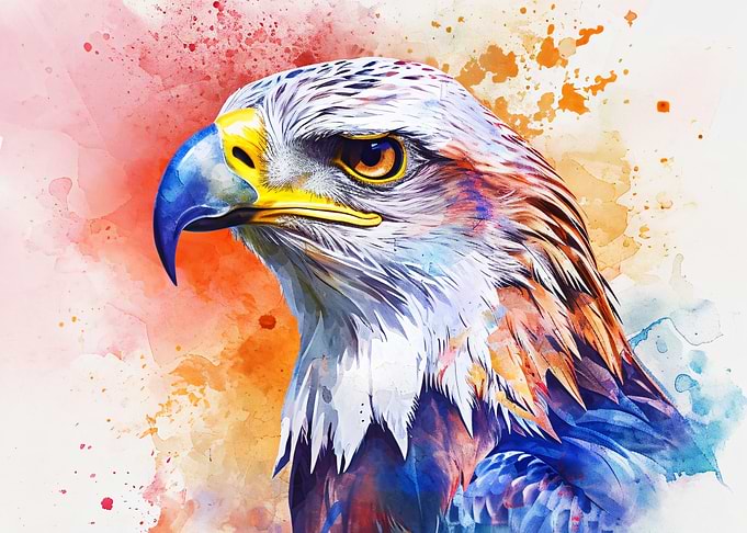 Watercolor Bald Eagle Portrait
