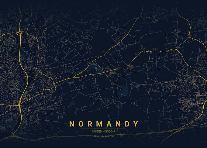 Normandy United Kingdom Map Print Poster