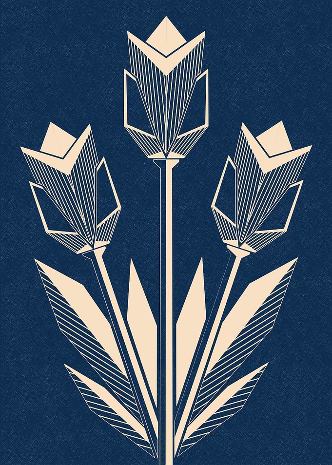 Linocut Geometric Tulip Illustration