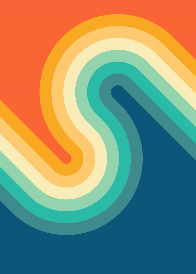 Retro 70s Style Abstract Wave