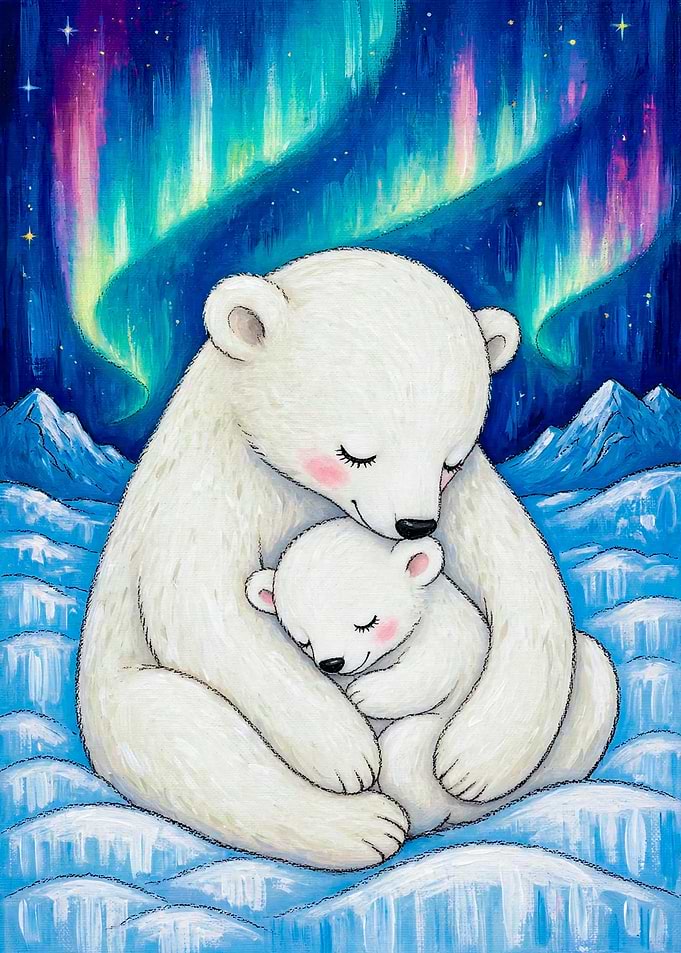 Polar Bear Mother and Cub