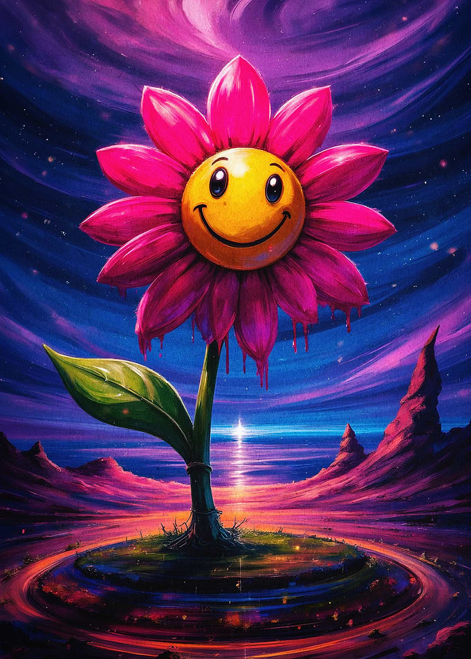 Smiley Flower Surreal Dream Art