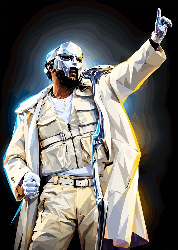 MF DOOM Masked Rapper Illustration