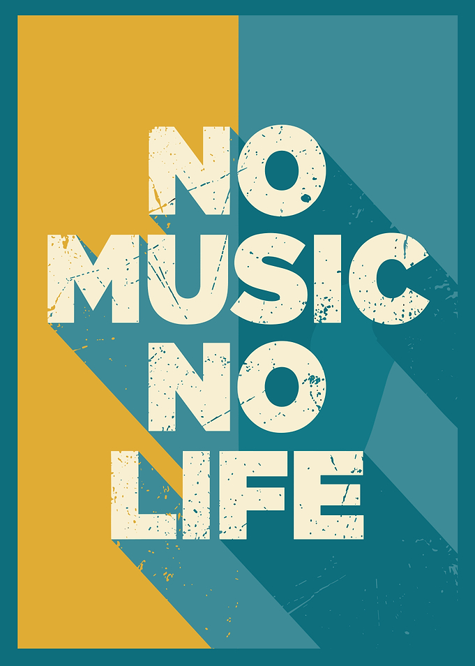 No Music No Life Typography Poster