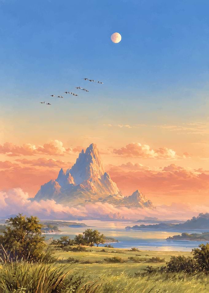 Serene Mountain Landscape at Sunset