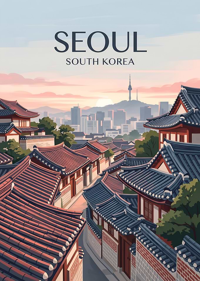 Seoul South Korea Travel Poster