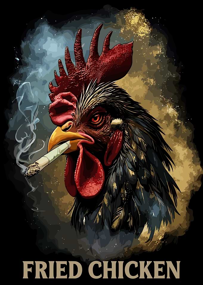 Smoking Rooster Graphic Design