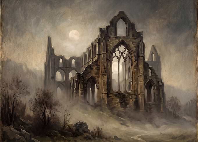 Abbey Ruins Under Moonlight