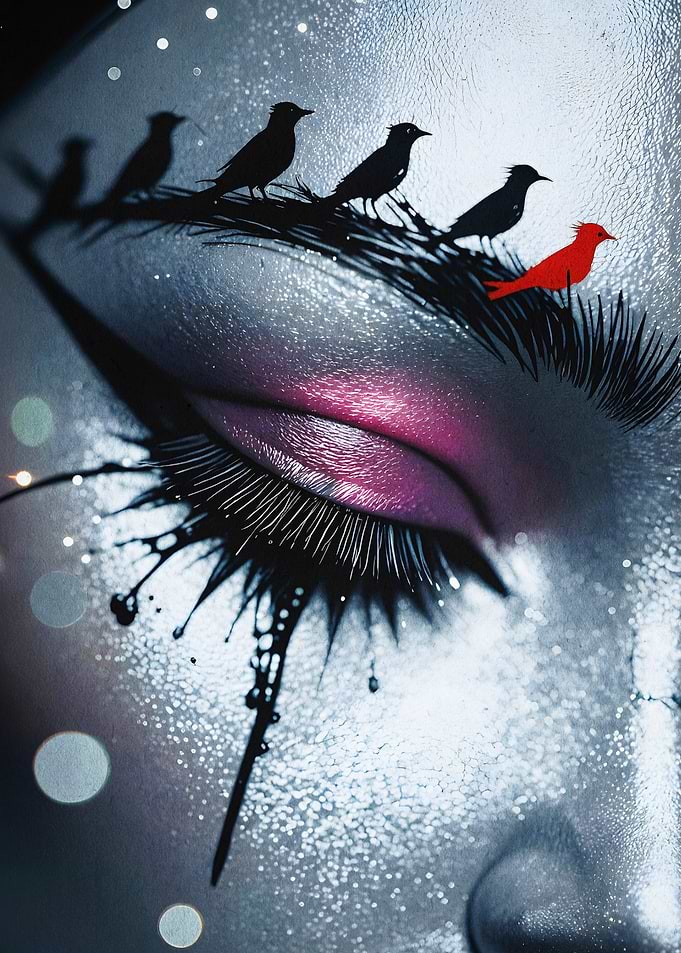 Eye Eyelash Birds Surreal Art Poste