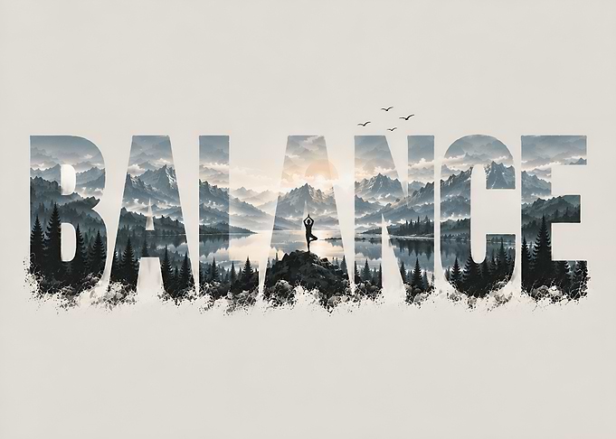 Balance Mountain Landscape Typography Art